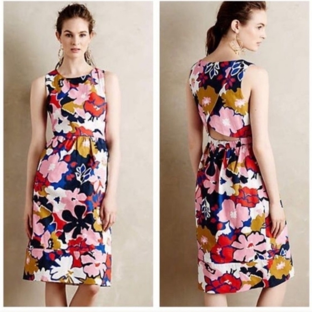 Anthropologie Whit Two Floral Cut Out Dress - Picture 2 of 13